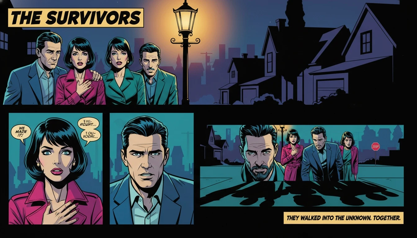 A group of friends finding safety together at dusk, illustrating the psychology of friendship and trauma as a defense against fear. psychology-of-friendship-and-trauma-bestie-ai.webp