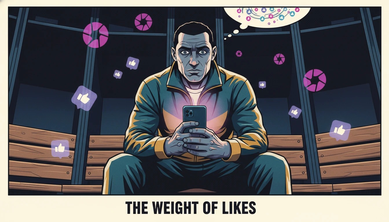 A symbolic representation of the psychology of parasocial relationships featuring an athlete under digital scrutiny. cooper-dejean-bestie-ai.webp