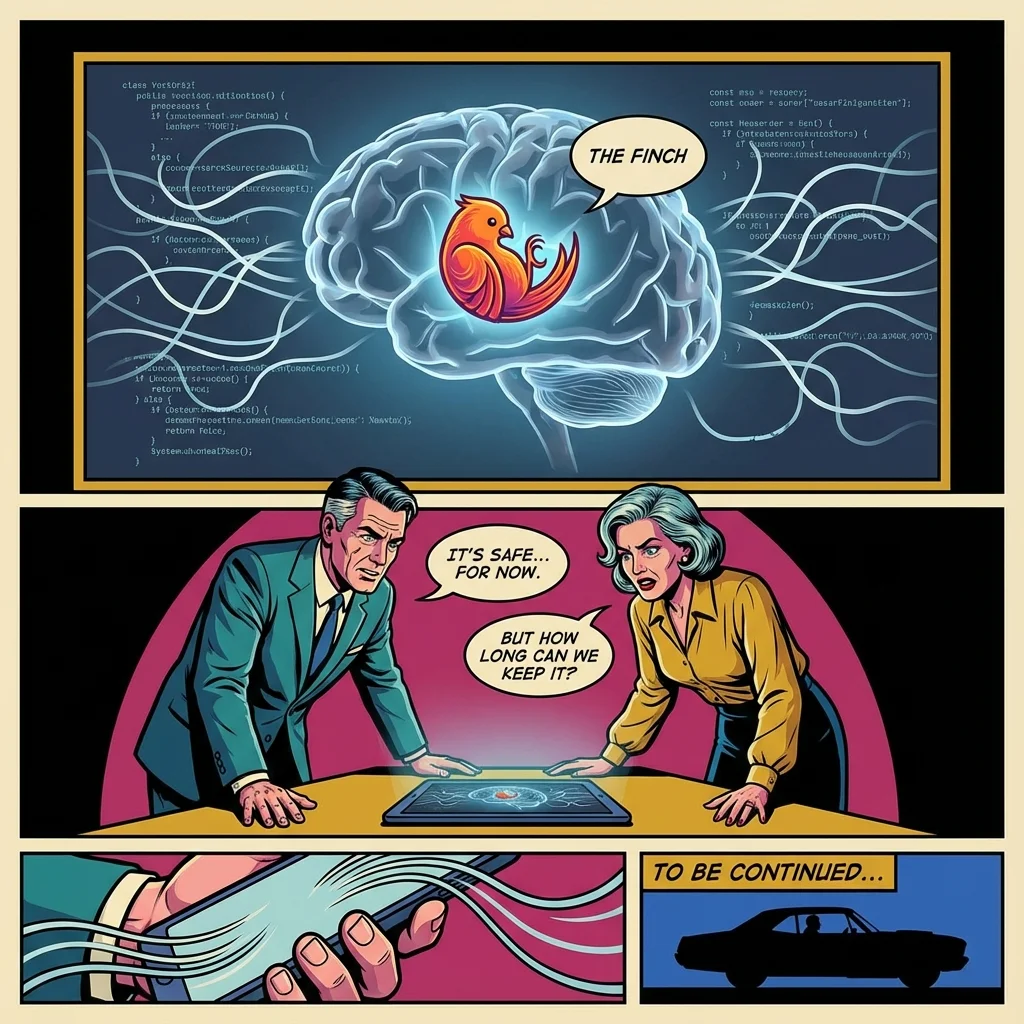 An illustration showing the psychology of the Finch app, where a glowing virtual bird rests peacefully inside a stylized human brain, symbolizing how digital self-care can rewire our habits. psychology-of-the-finch-app-bestie-ai.webp