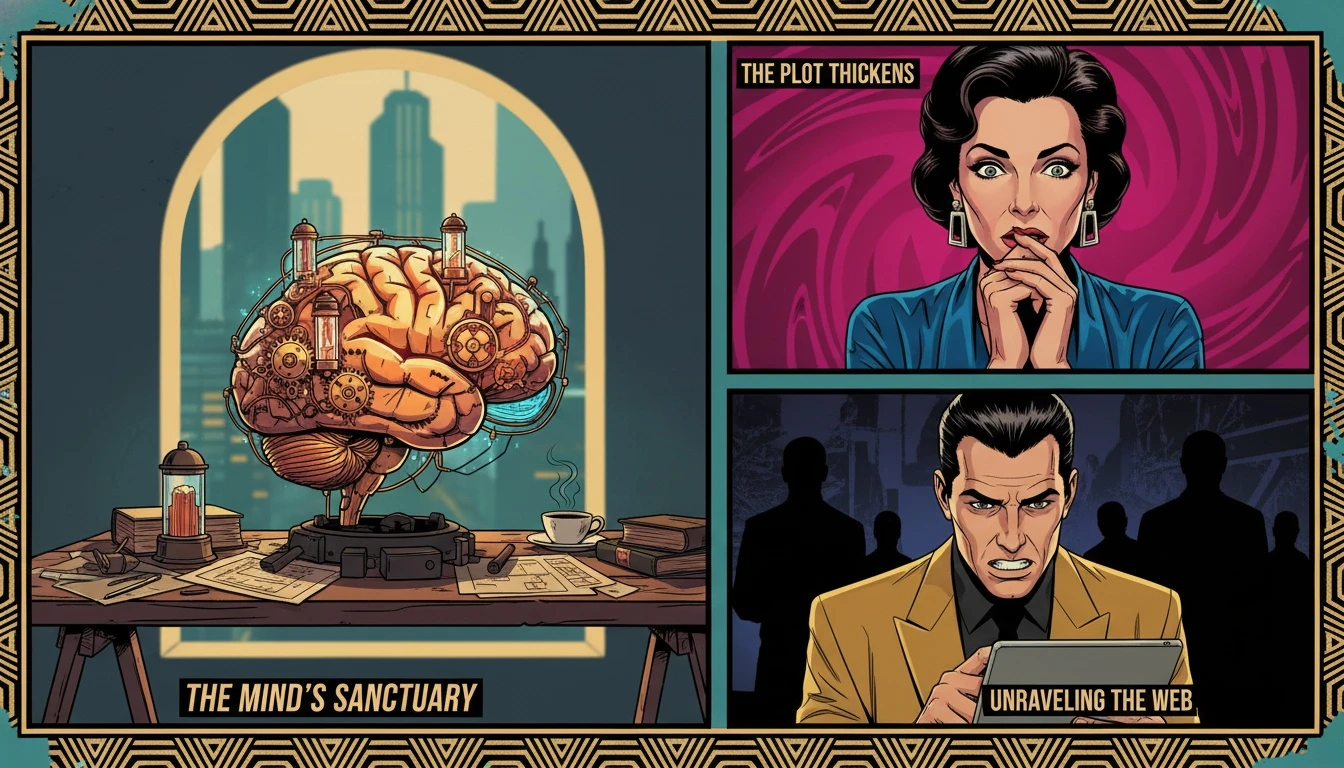 An illustration exploring the psychology of the INTP personality, showing a complex, glowing brain on a desk to symbolize being lost in thought and disconnected from the outside world. Filename: psychology-of-the-intp-personality-bestie-ai.webp