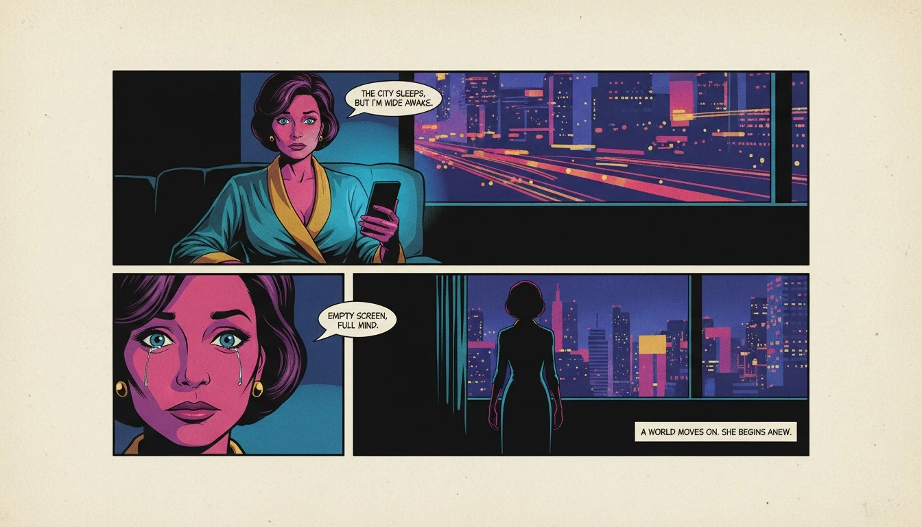 A woman sits in the dark, her phone blank, contemplating the complex psychology of the no contact rule and finding strength in the silence. Filename: psychology-of-the-no-contact-rule-bestie-ai.webp