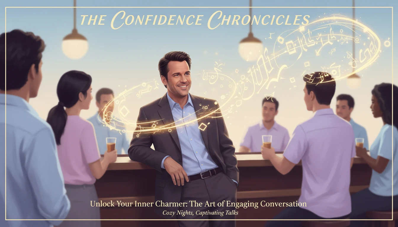 psychology-of-vince-vaughns-acting-style-bestie-ai.webp an illustration exploring the psychology of Vince Vaughn's acting style, showing a charismatic figure's confident words visualized as golden energy in a dimly lit bar.