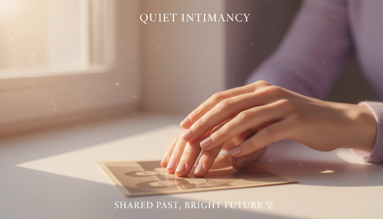 Two hands gently touching over a faded photograph, symbolizing a couple exploring gentle questions about love to ask your boyfriend to understand his past and emotional history. questions-about-love-to-ask-your-boyfriend-bestie-ai.webp