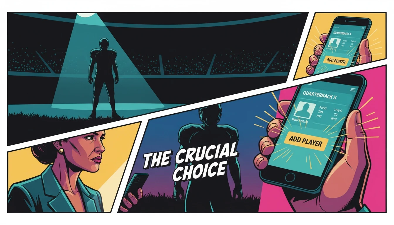 A strategic fantasy football manager considers adding rookie running back Raheim Sanders from the waiver wire for a playoff push. Filename: raheim-sanders-fantasy-football-waiver-wire-bestie-ai.webp