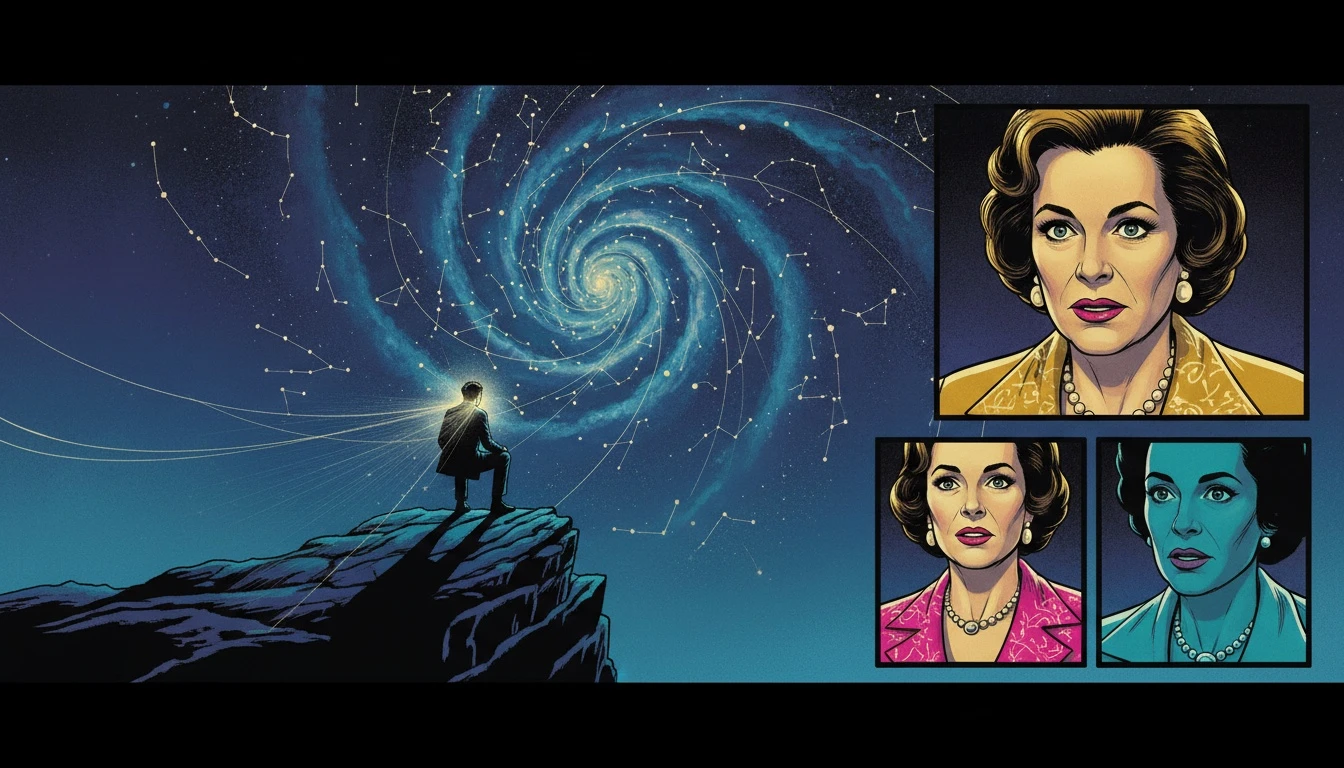 A symbolic representation of the inner world of rare MBTI types, showing a person connected to cosmic patterns, illustrating the depth and the rare mbti types challenges of their unique perspective. Filename: rare-mbti-types-challenges-bestie-ai.webp