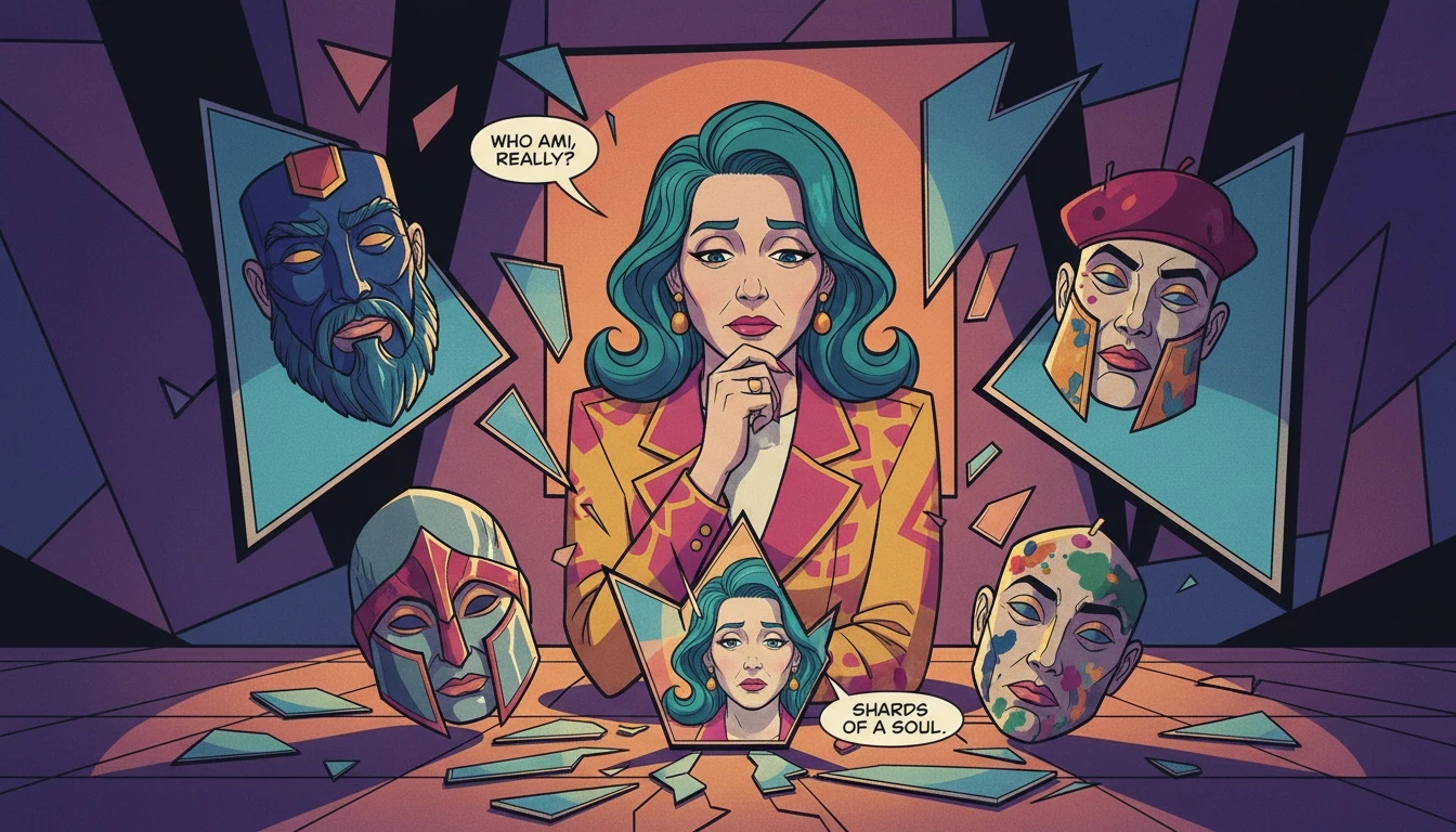 An introspective image representing the search for identity among those with rare MBTI types, showing a person piecing together a shattered mirror of self-perception. Filename: rare-mbti-types-self-discovery-bestie-ai.webp