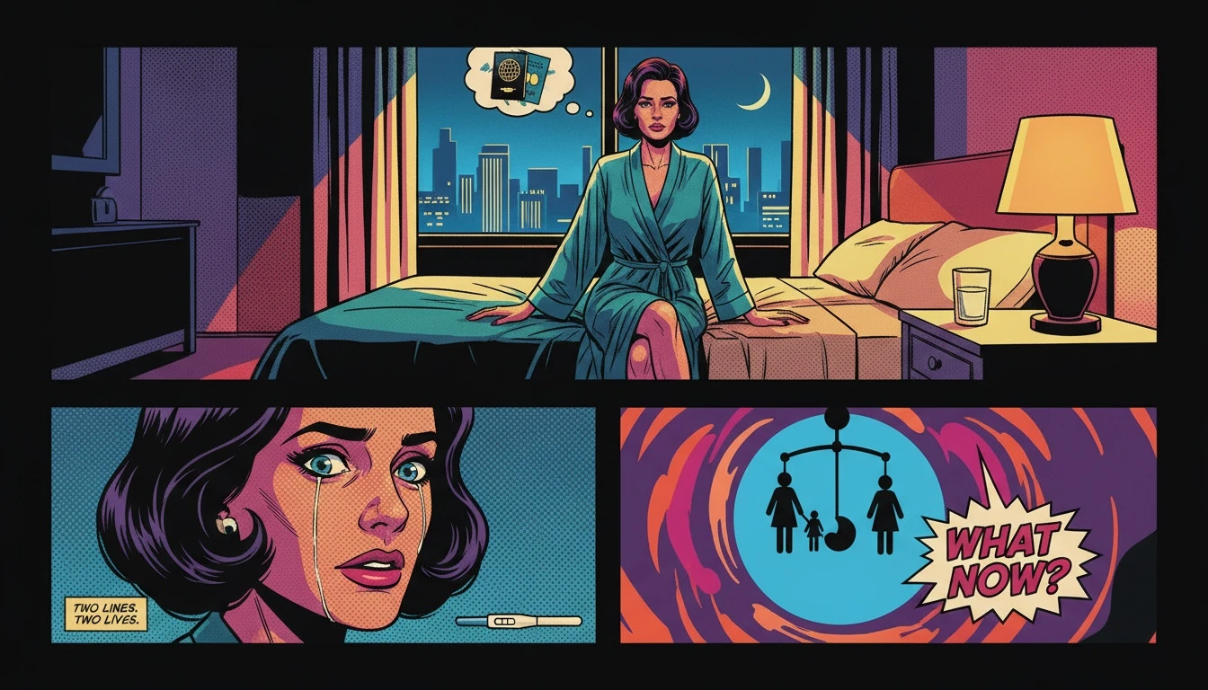 A woman experiencing the internal conflict of regretting getting pregnant, depicted through moody cinematic lighting in a bedroom. regretting-getting-pregnant-bestie-ai.webp