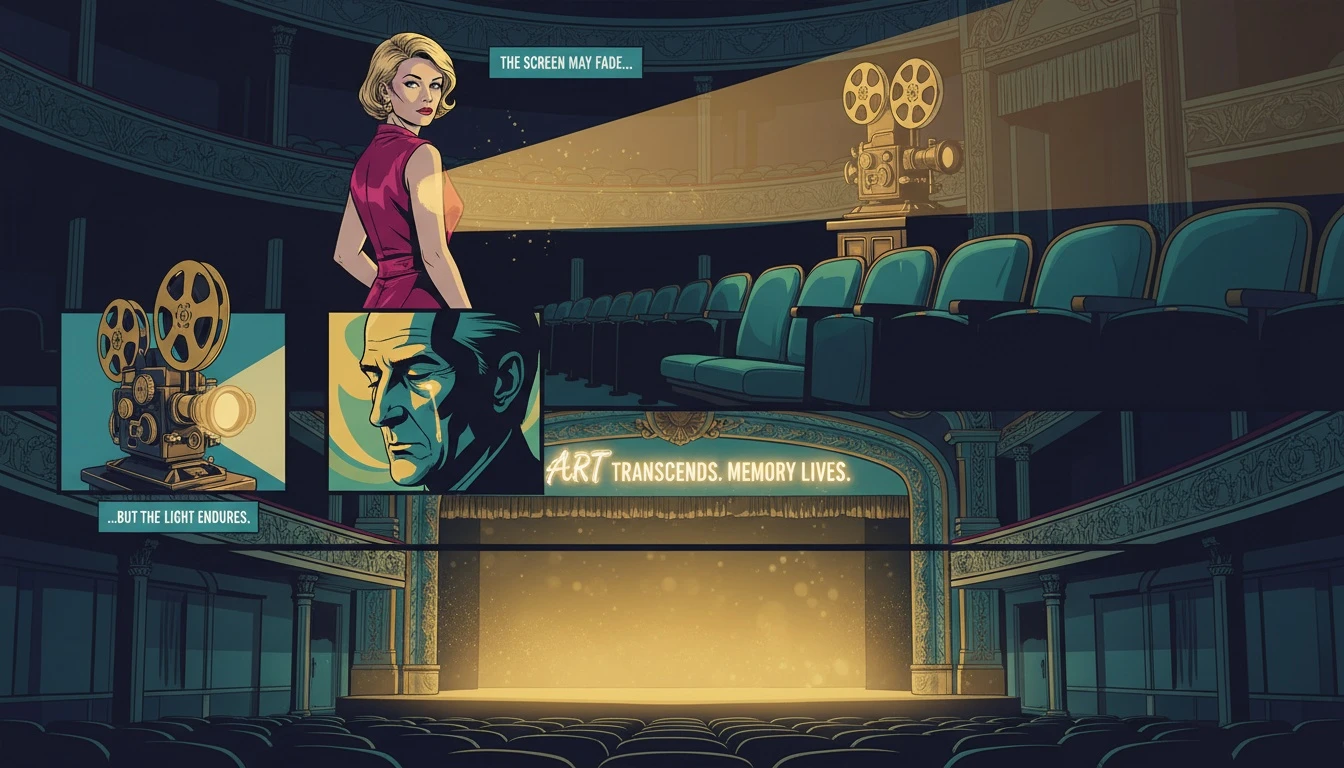 An empty theater seat illuminated by a film projector, symbolizing the process of remembering an actor's legacy after tragedy. remembering-an-actors-legacy-after-tragedy-bestie-ai.webp