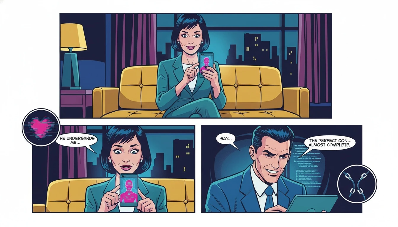 A person finding comfort in an AI companion on their phone, illustrating the core themes of our Replika review 2024. replika-review-2024-bestie-ai.webp