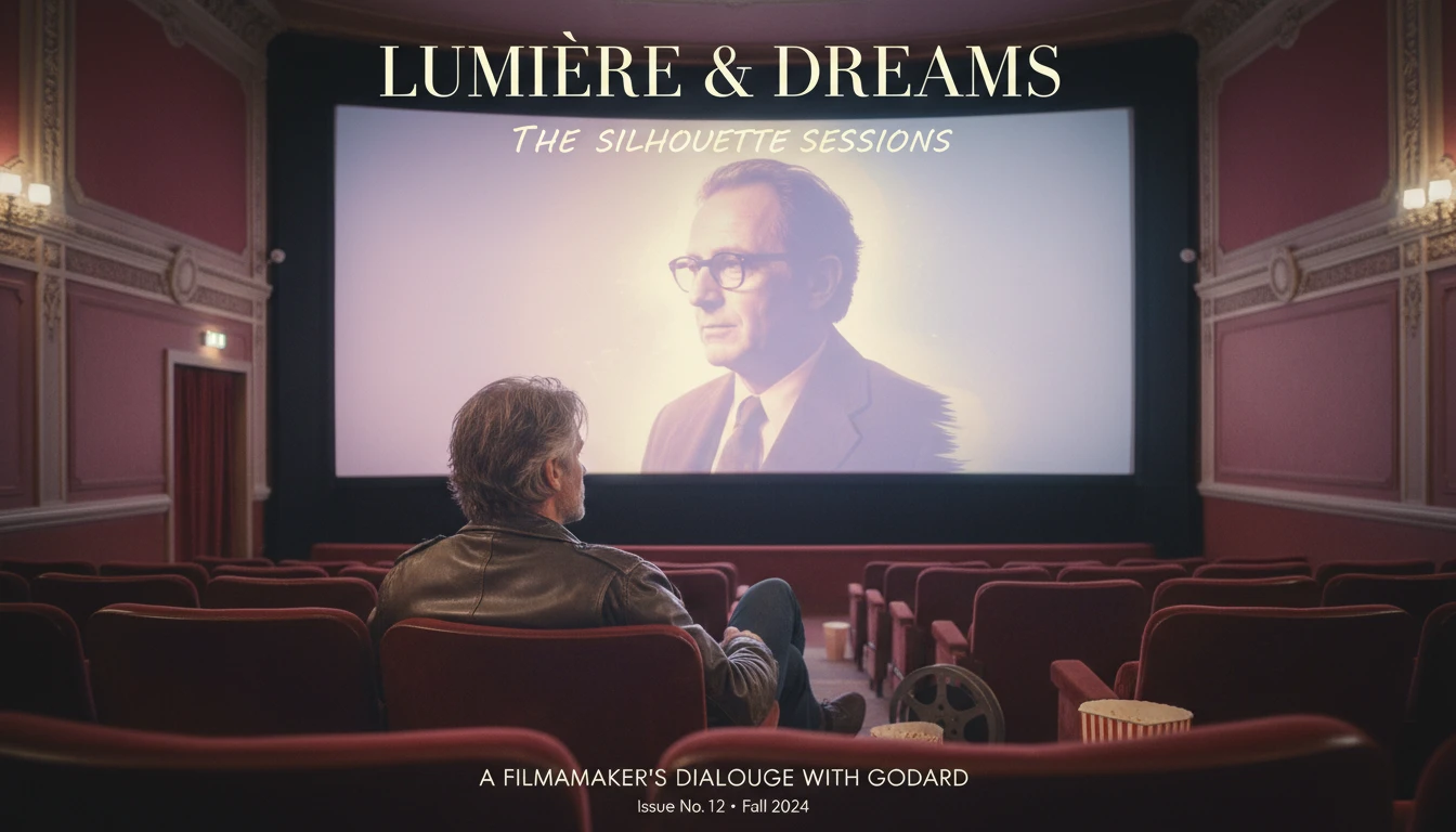 A symbolic image exploring the cinematic influences on Richard Linklater, particularly his tribute to Godard in the film 'Nouvelle Vague'. File: richard-linklater-bestie-ai.webp