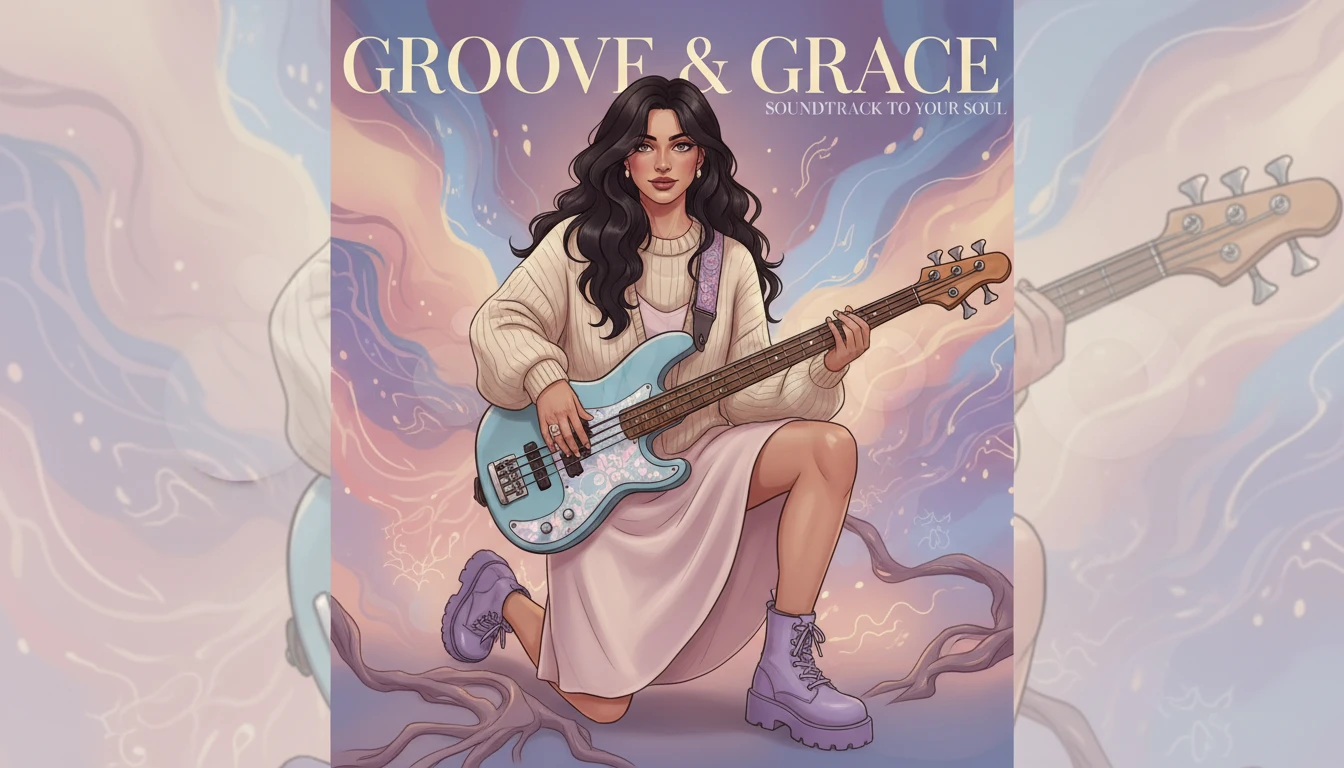 An artistic depiction of Sean Yseult, the iconic White Zombie bassist, holding her instrument, symbolizing her foundational role in heavy metal. sean-yseult-white-zombie-bassist-bestie-ai.webp