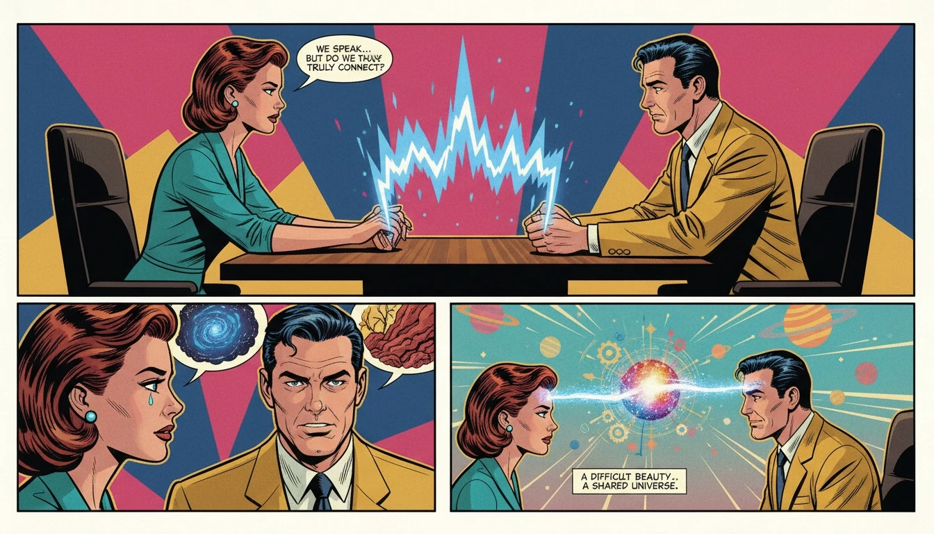 A symbolic image representing sensing and intuitive relationship compatibility, showing an earthy figure and a cosmic figure connecting via a bridge of light. Filename: sensing-and-intuitive-relationship-compatibility-bestie-ai.webp