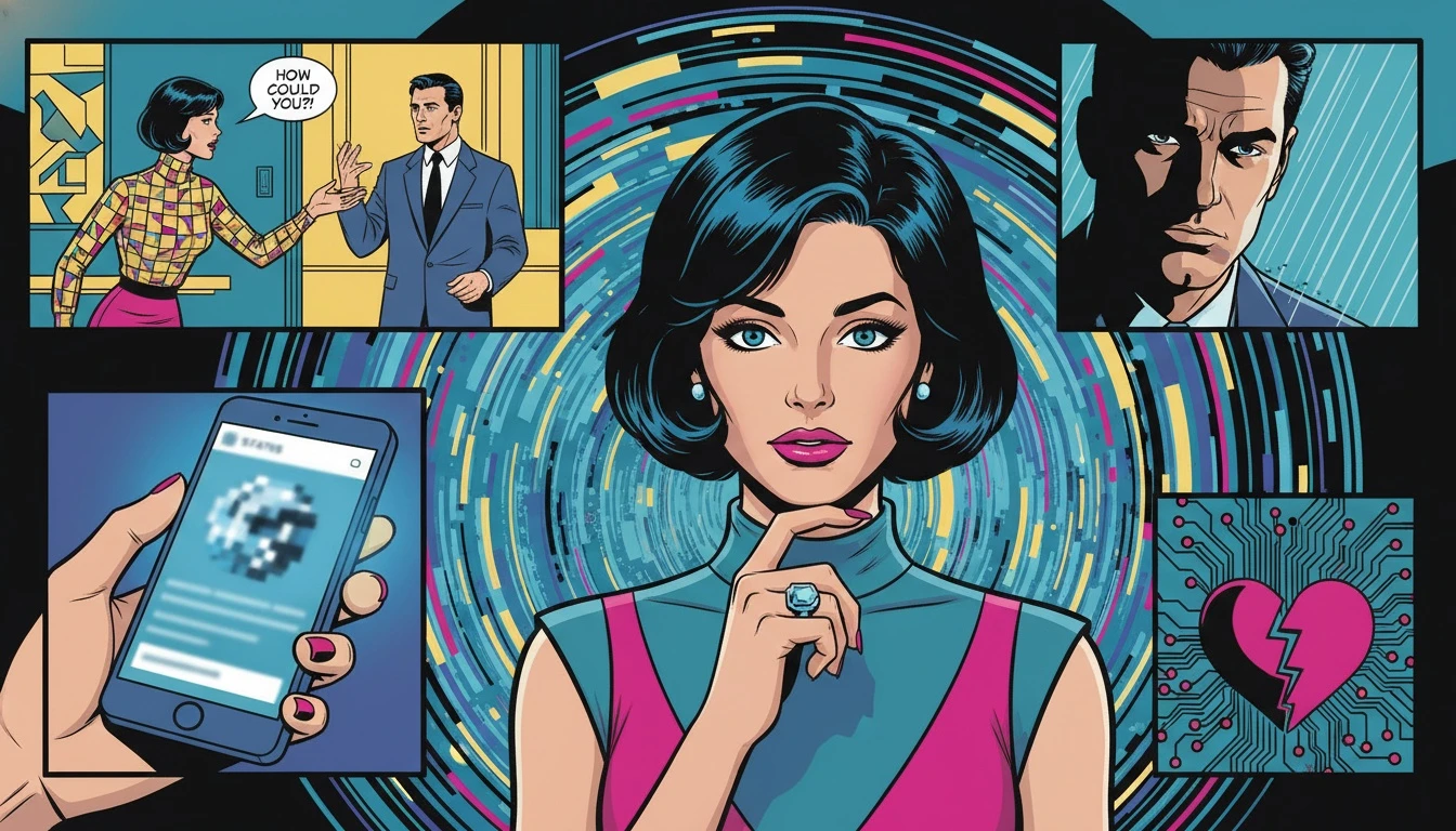 A person thoughtfully setting boundaries with their partner about social media, symbolized by the careful distance they hold their phone at in a quiet room. setting-boundaries-with-partner-about-social-media-bestie-ai.webp