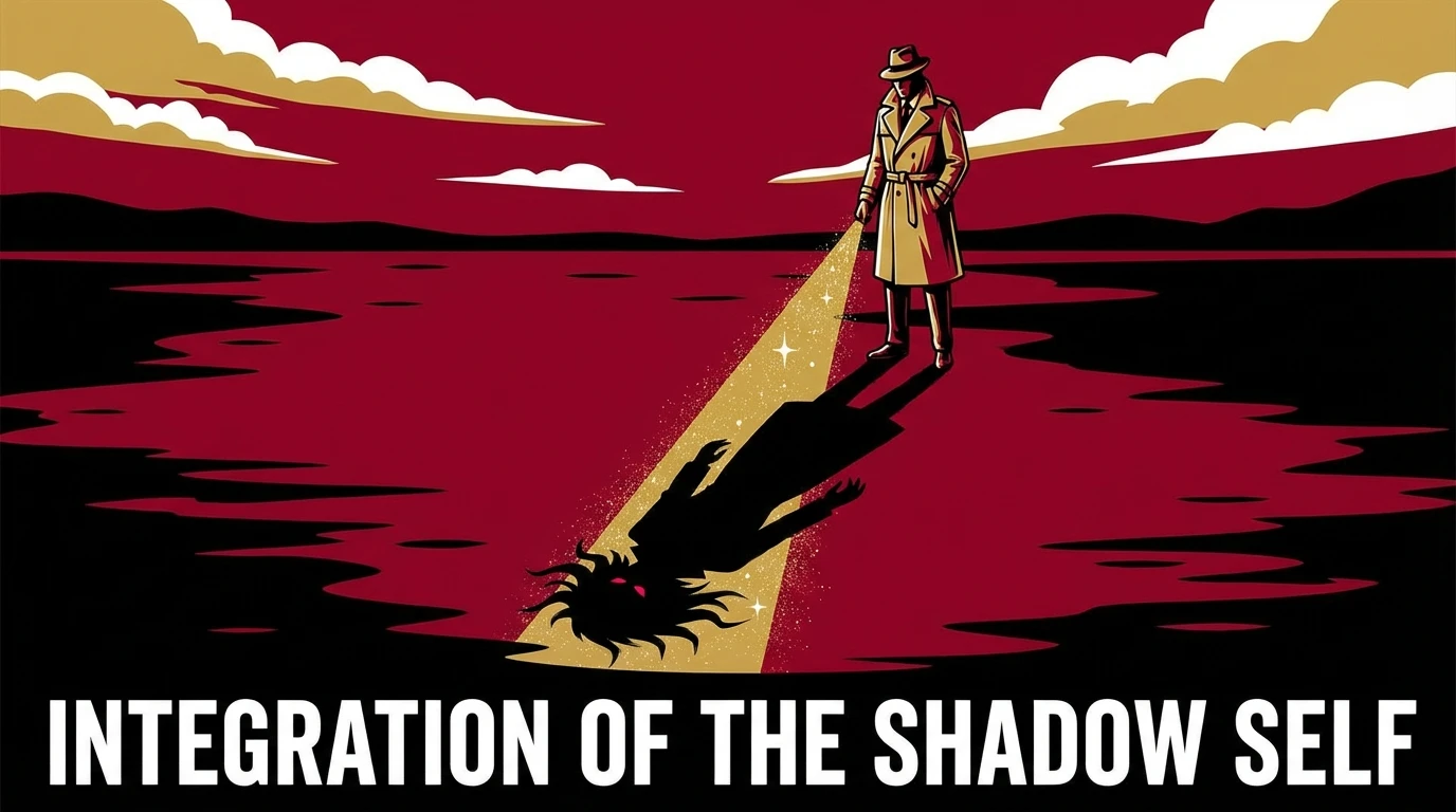 A person looking at their shadowed reflection in water, symbolizing the use of shadow work journaling prompts for beginners to connect with their subconscious. filename: shadow-work-journaling-prompts-for-beginners-bestie-ai.webp