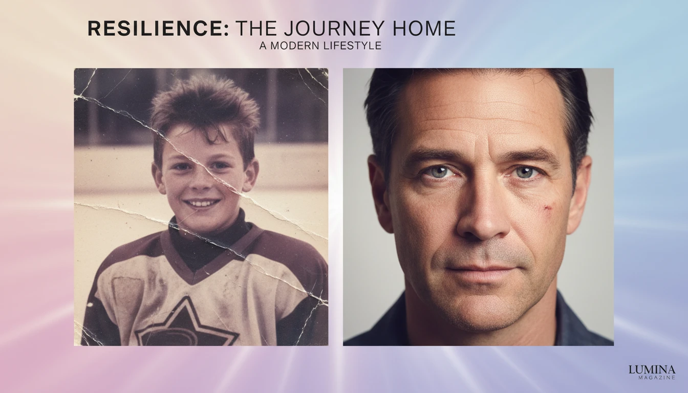 A symbolic image representing the transformation of Shaun Weiss, contrasting his past as a child star with his present-day recovery, illustrating the media's impact on celebrity mental health. Filename: shaun-weiss-media-impact-bestie-ai.webp