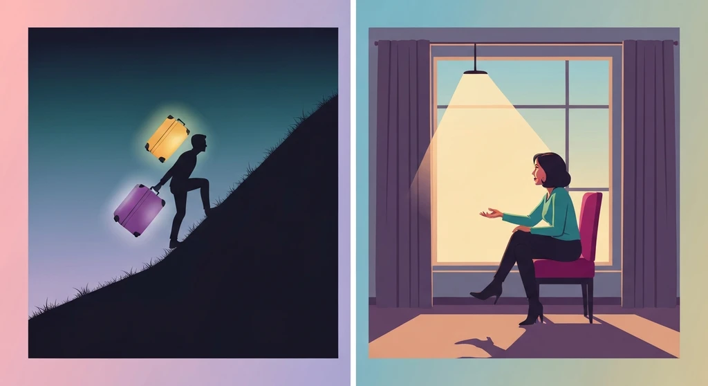 A visual metaphor of the signs of a one sided marriage showing one person carrying all the emotional weight alone while the other remains passive. signs-of-a-one-sided-marriage-bestie-ai.webp