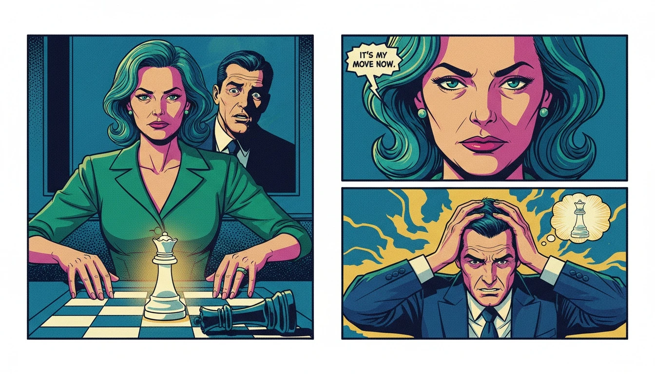 A symbolic image representing the signs of a rebound relationship, where a person must strategically assess their partner's emotional availability, symbolized by chess pieces. signs-of-a-rebound-relationship-bestie-ai.webp