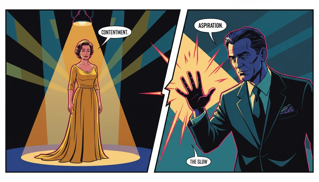 An illustration depicting the signs of a supportive partner vs clout chaser, where a person reaches for the spotlight of fame instead of their partner's hand. signs-of-a-supportive-partner-vs-clout-chaser-bestie-ai.webp