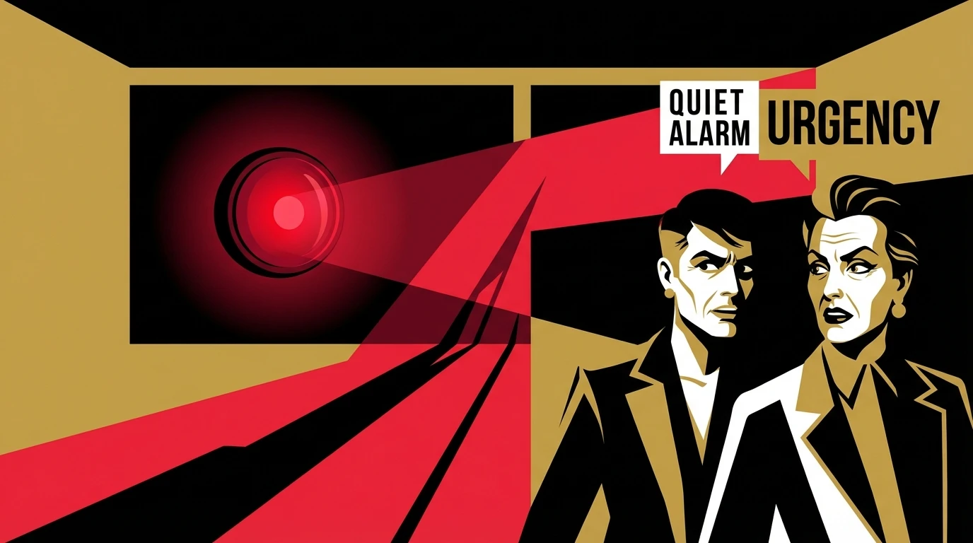 A glowing red light in a dark room, symbolizing the urgent signs of ruptured ectopic pregnancy that signal a medical emergency. Filename: signs-of-ruptured-ectopic-pregnancy-bestie-ai.webp