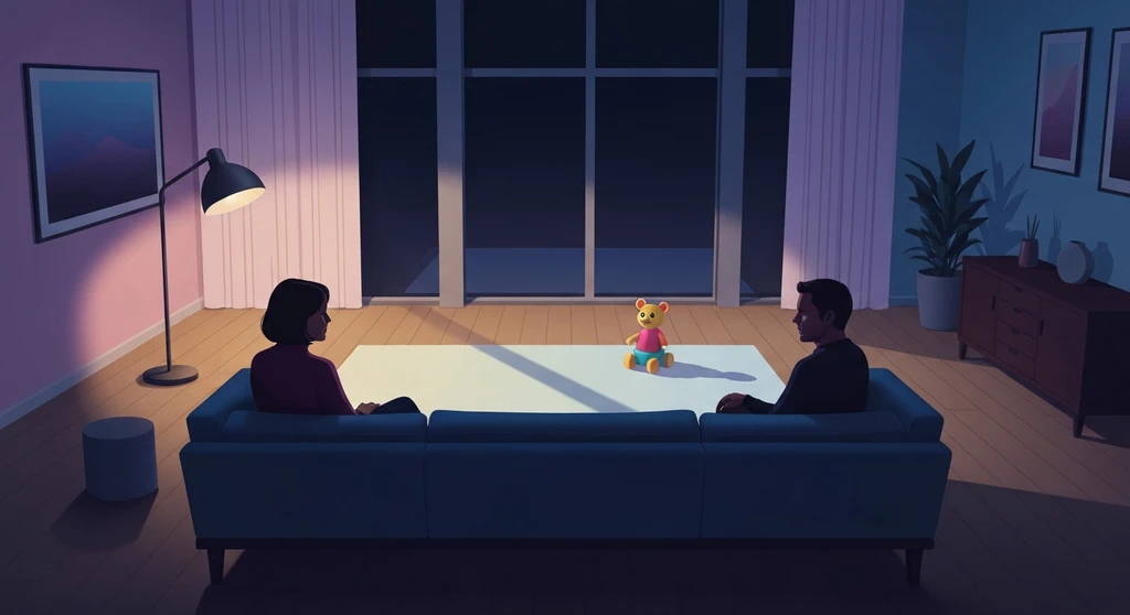 A symbolic image representing the weight of staying in an unhappy marriage for children, showing a fractured family dynamic in a quiet home-staying-in-an-unhappy-marriage-for-children-bestie-ai.webp