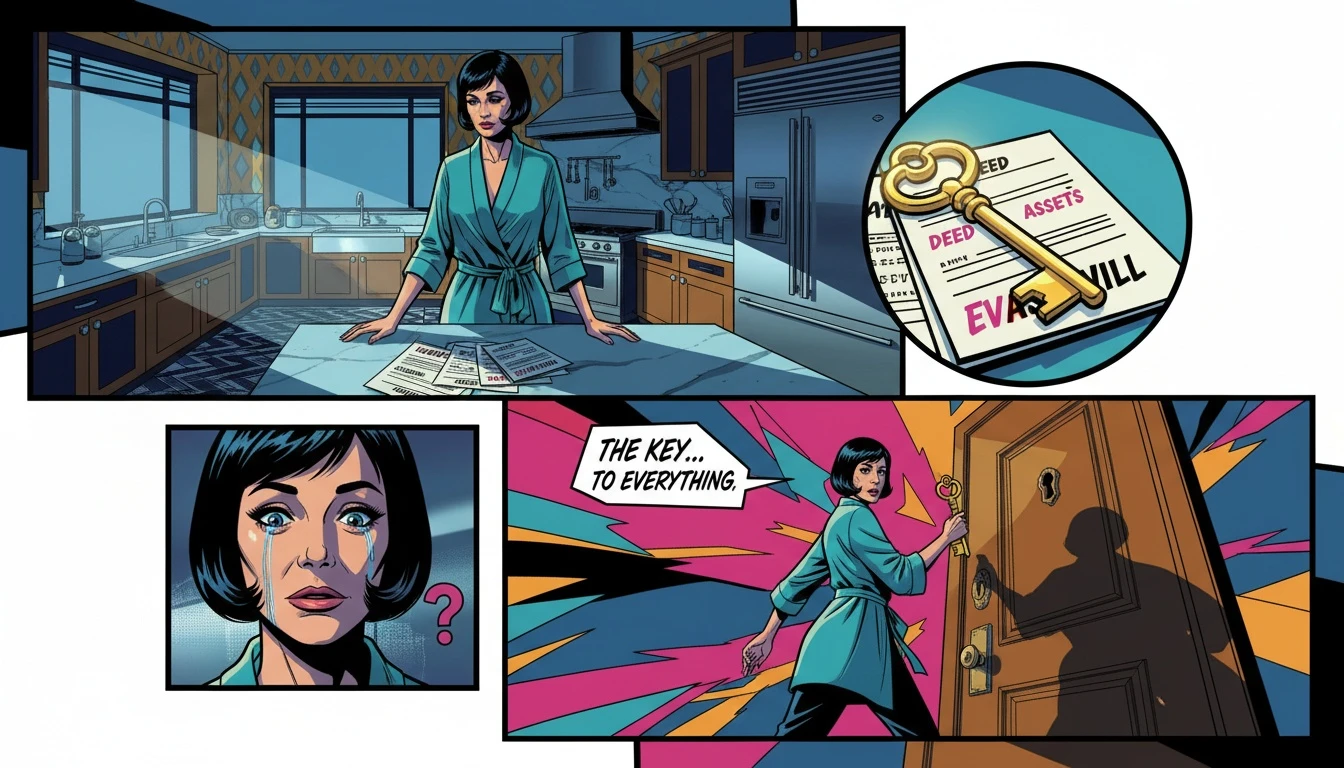 A woman contemplating staying in unhappy marriage for financial stability while looking at bills and keys, staying-in-unhappy-marriage-for-financial-stability-bestie-ai.webp