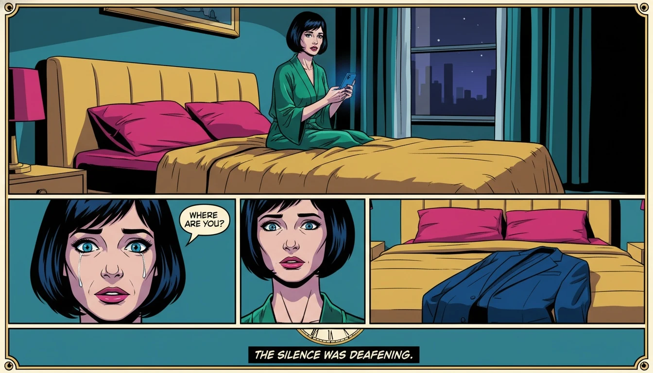 A woman in a dimly lit room looks at her phone, illustrating one of the subtle signs a relationship is ending: emotional distancing. Filename: subtle-signs-a-relationship-is-ending-bestie-ai.webp