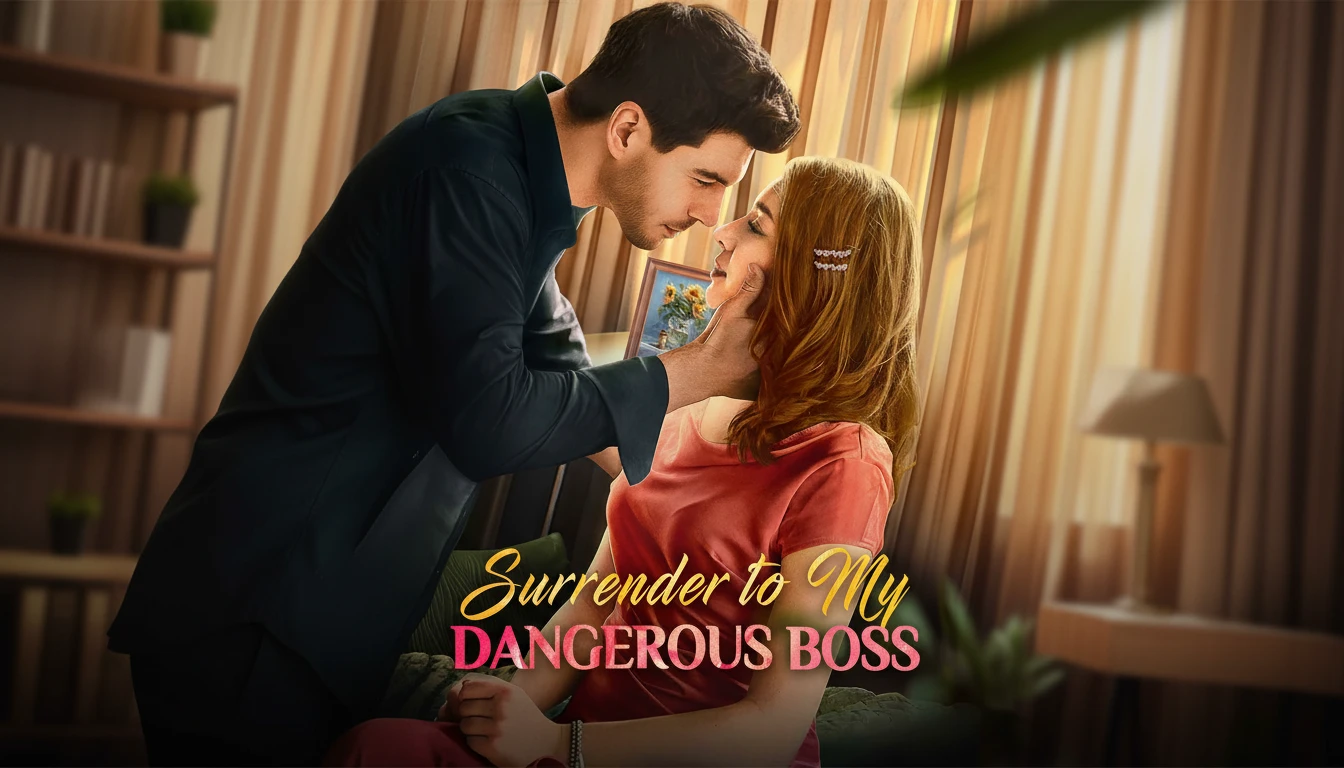 A dramatic still from Surrender to My Dangerous Boss featuring Clara and Elliott, encapsulating the intense romance and danger.