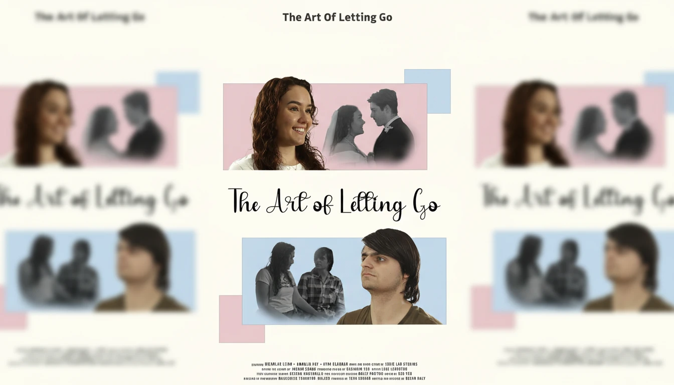 A dramatic still from The Art Of Letting Go, featuring Olivia looking pensive, surrounded by blurred figures of Henry and Chloe, symbolizing her journey of forgetting.