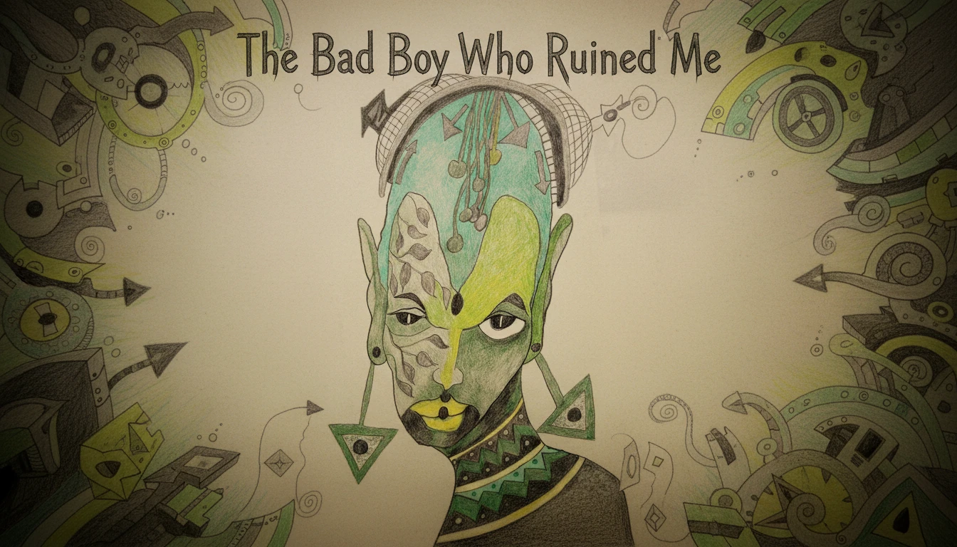 A dramatic scene from The Bad Boy Who Ruined Me, featuring a 'bad boy' looking intensely at an innocent-looking female protagonist, symbolizing their complicated romance.