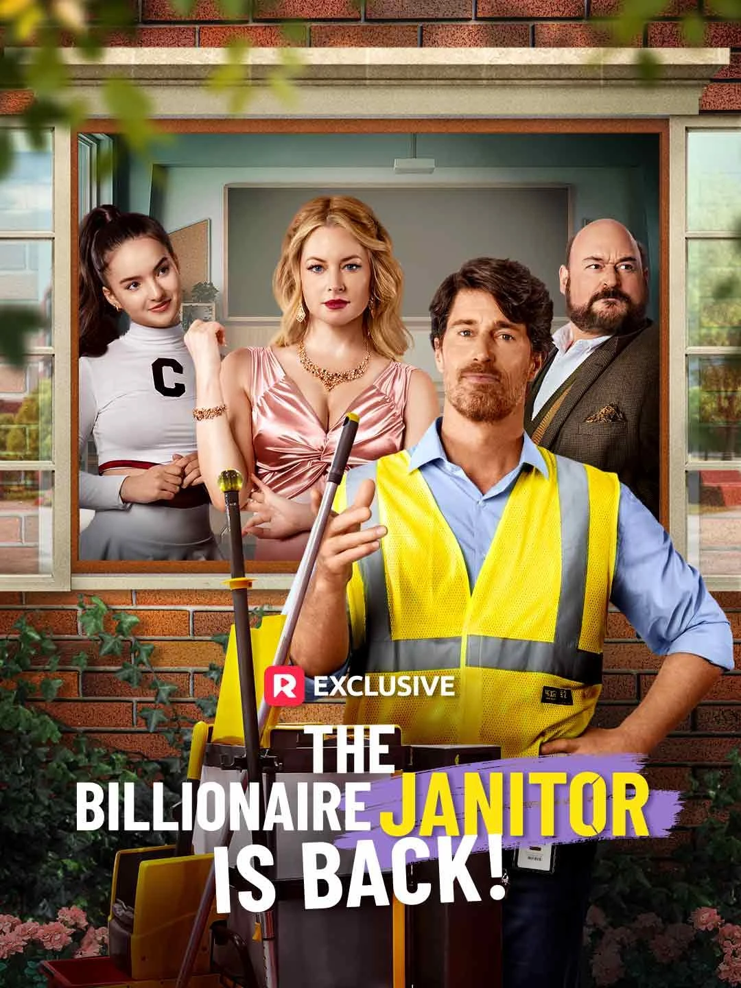 A man in a janitor's uniform looking at a luxurious building, hinting at his hidden identity in The Billionaire Janitor Is Back! drama.