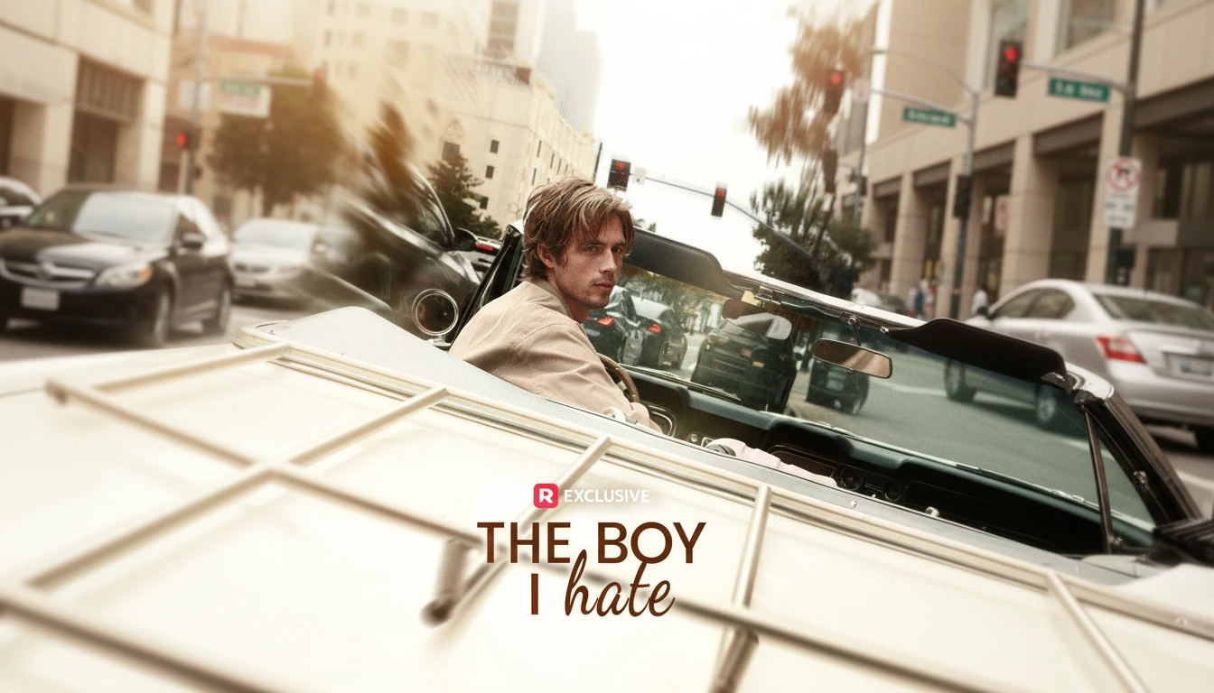 Elise Luthman as Samantha Smiles and Leif Erik Offerdahl as Tristan Montgomery in a promotional still for 'The Boy I Hate' short drama.