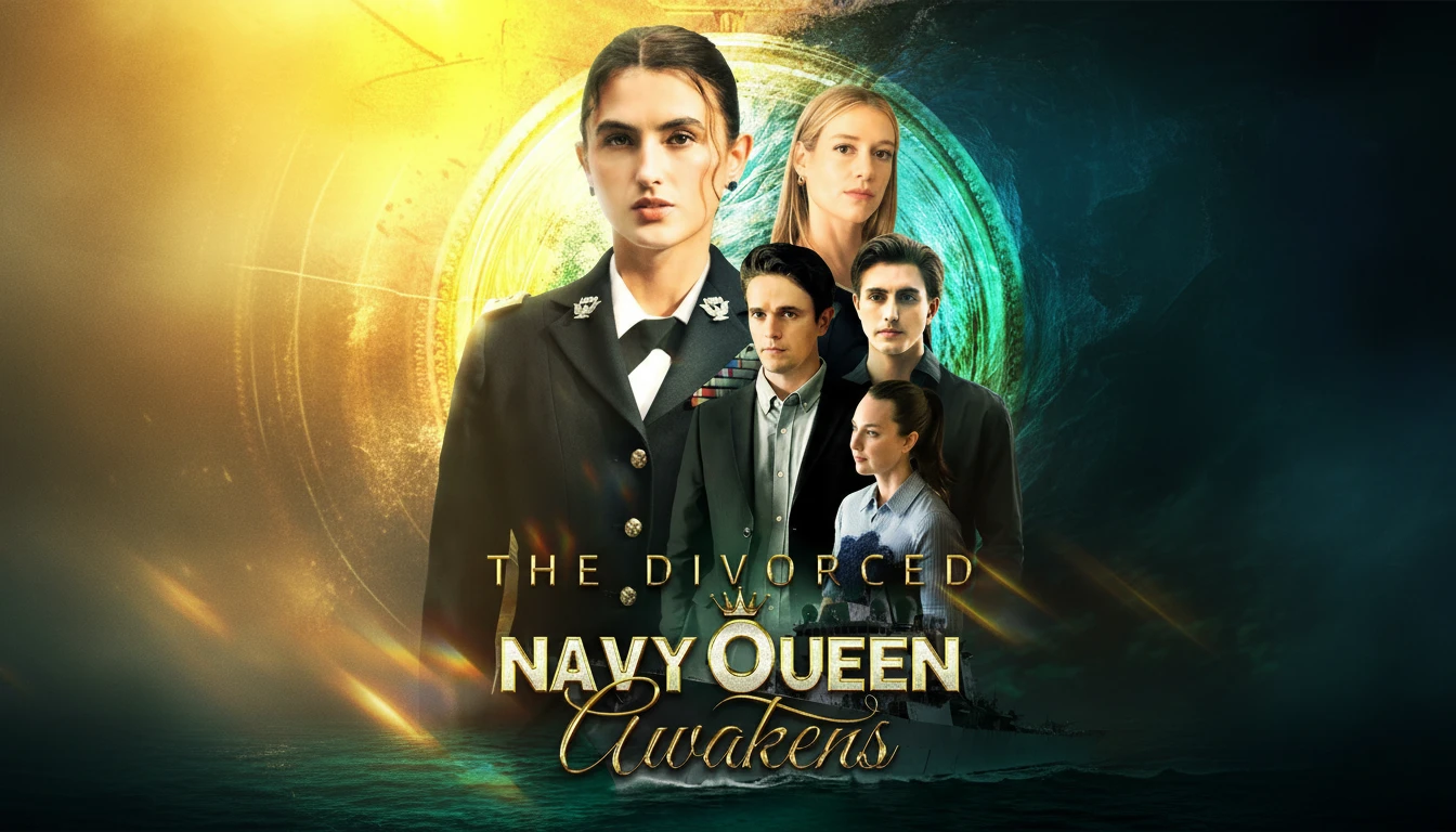 A dramatic shot of Quinn, the powerful protagonist from The Divorced Navy Queen Awakens, reclaiming her military identity and confronting her adversaries.