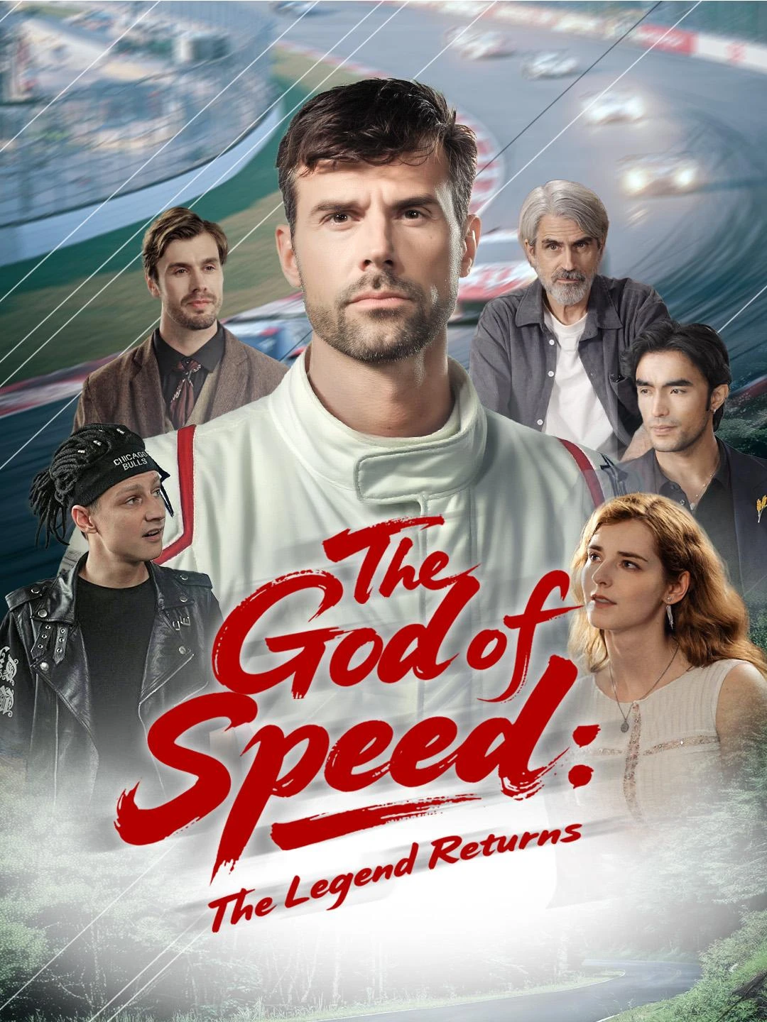 A thrilling scene from The God Of Speed: The Legend Returns featuring high-speed racing and the mysterious protagonist, John, revealing his true identity.