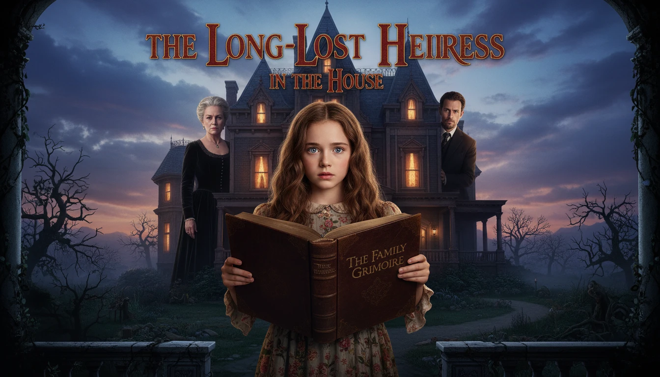 A dramatic scene from The Long-Lost Heiress In The House, featuring a woman looking determined, symbolizing her reclaiming her rightful place.