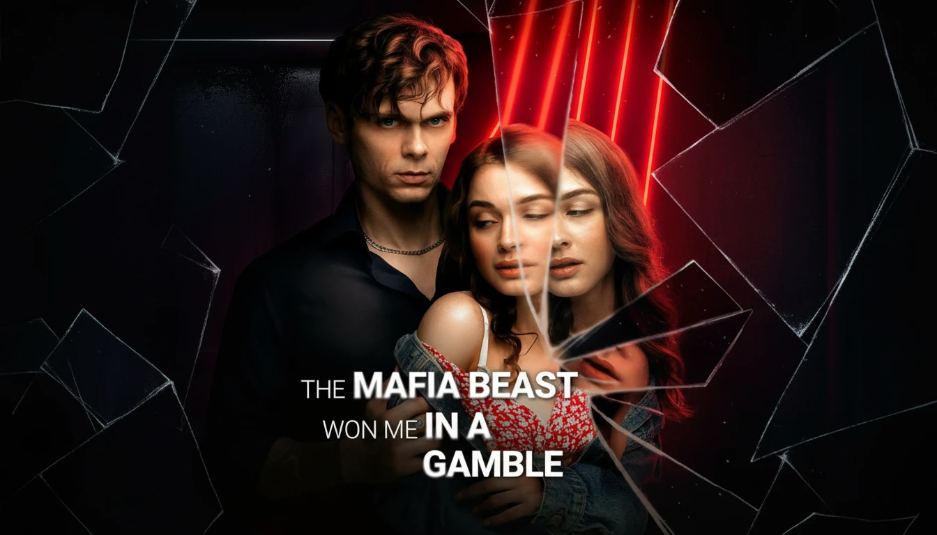 A dramatic still from The Mafia Beast Won Me In A Gamble featuring the possessive mafia boss William Flanagan and the innocent Mary Savage, highlighting their dark romance.