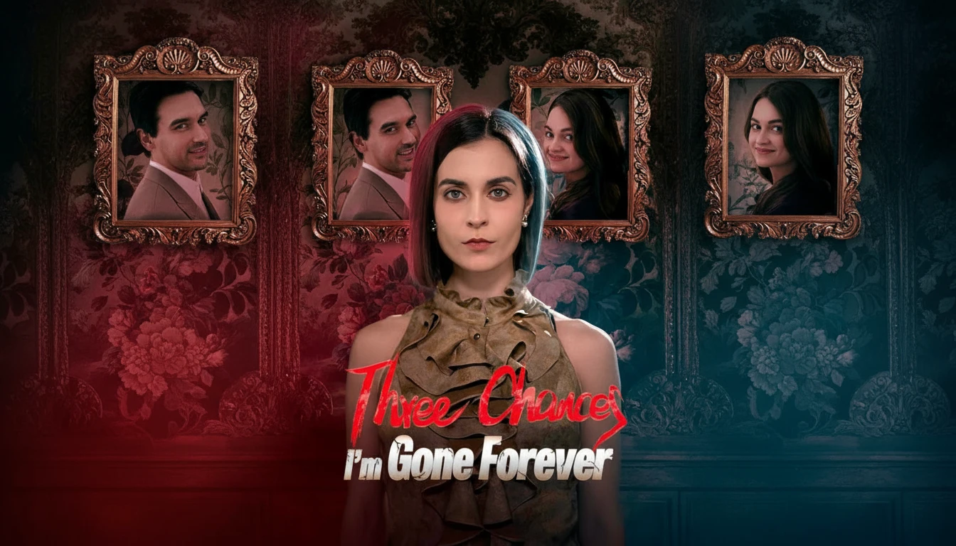 A dramatic still from "Three Chances I'm Gone Forever" showing a determined woman looking away from a regretful man, symbolizing her reclaiming power.