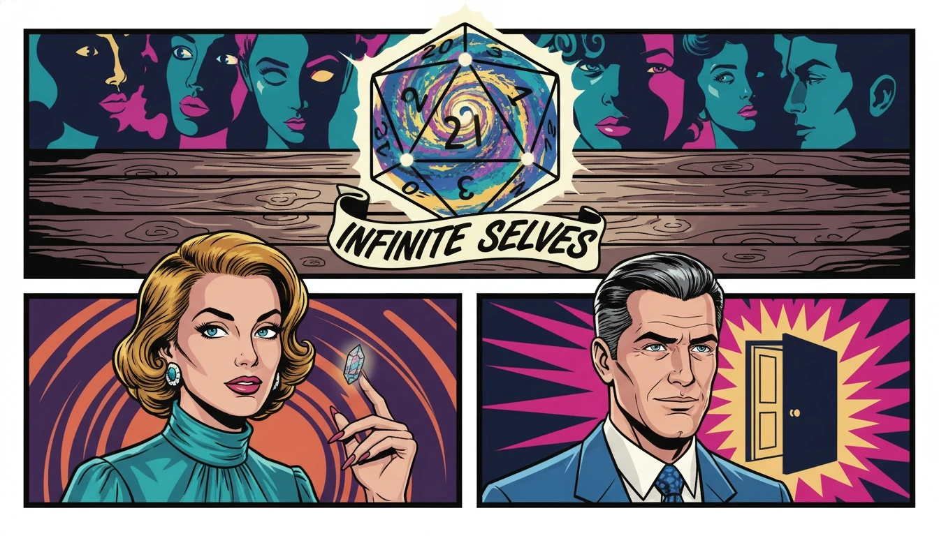 A glowing d20 die showing a galaxy within, representing the therapeutic benefits of role playing games for exploring identity and building confidence. Filename: therapeutic-benefits-of-role-playing-games-bestie-ai.webp