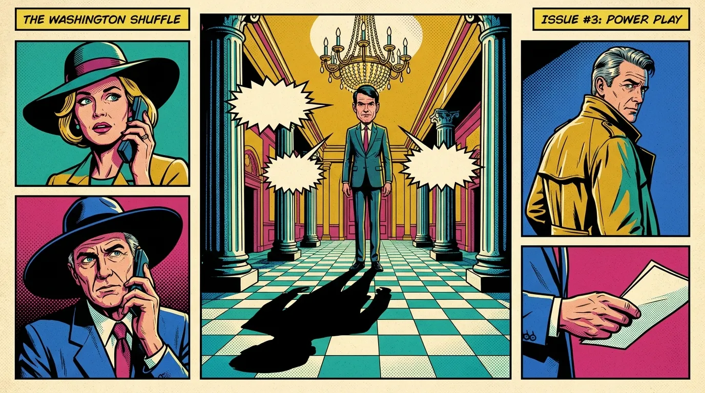 A symbolic image representing the Timothy Simons height, showing a very tall man in a suit whose commanding presence feels both comical and intimidating in an ornate hall. timothy-simons-height-bestie-ai.webp