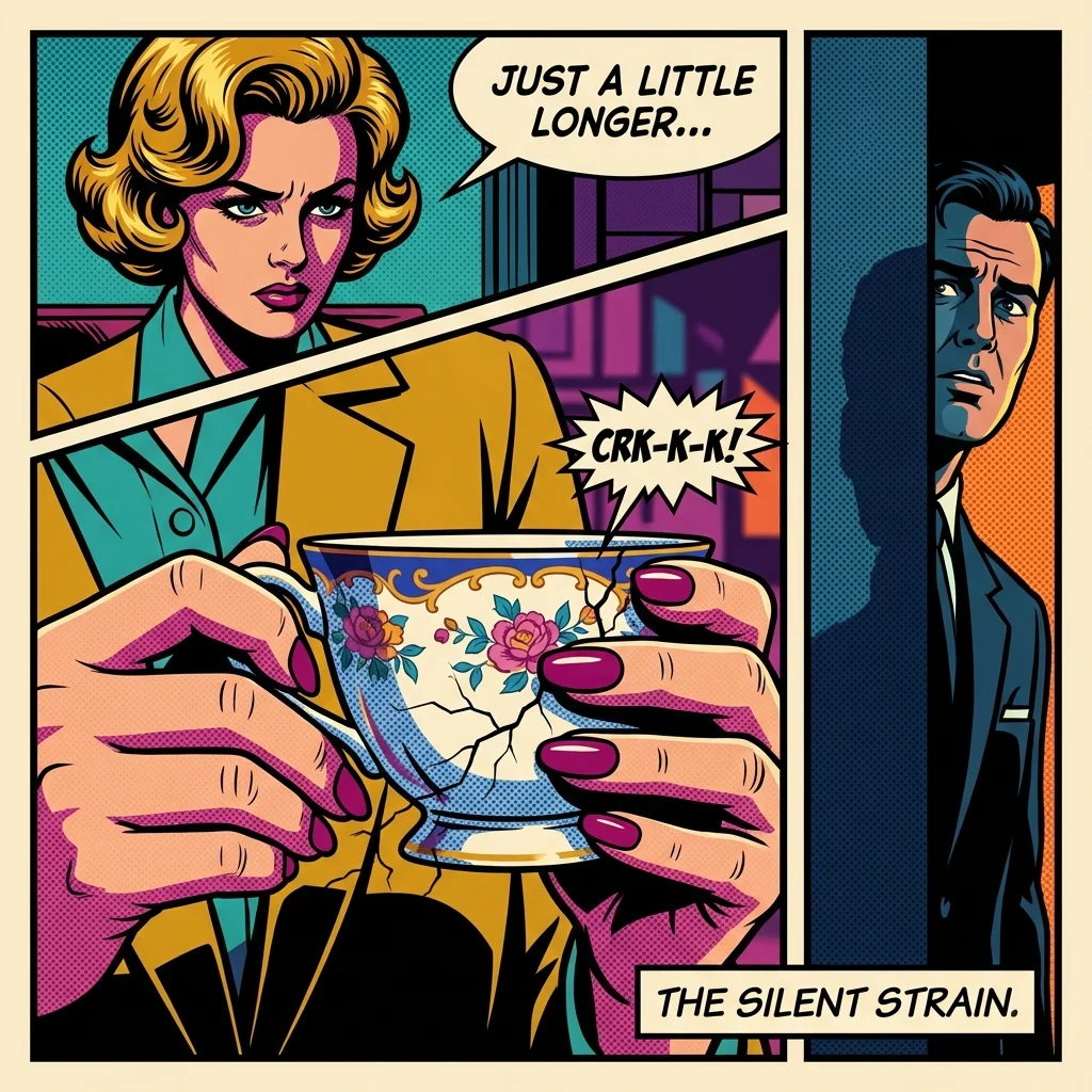 A cracked teacup held too tightly, symbolizing the hidden damage and anxiety caused by toxic friendship quiz signs and manipulative behaviors. filename: toxic-friendship-quiz-signs-bestie-ai.webp