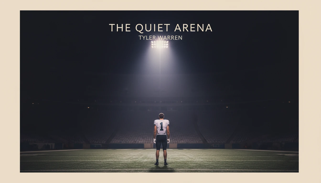 An image symbolizing the psychology of fandom, showing a figure like Tyler Warren on a field representing the hero's journey and personal resilience. Filename: tyler-warren-psychology-of-fandom-bestie-ai.webp