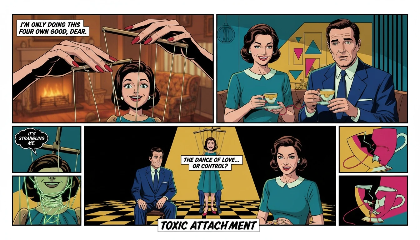 A symbolic image representing unhealthy ENFJ traits, showing a pair of hands manipulating a marionette's strings to illustrate emotional control and manipulation. Filename: unhealthy-enfj-traits-bestie-ai.webp