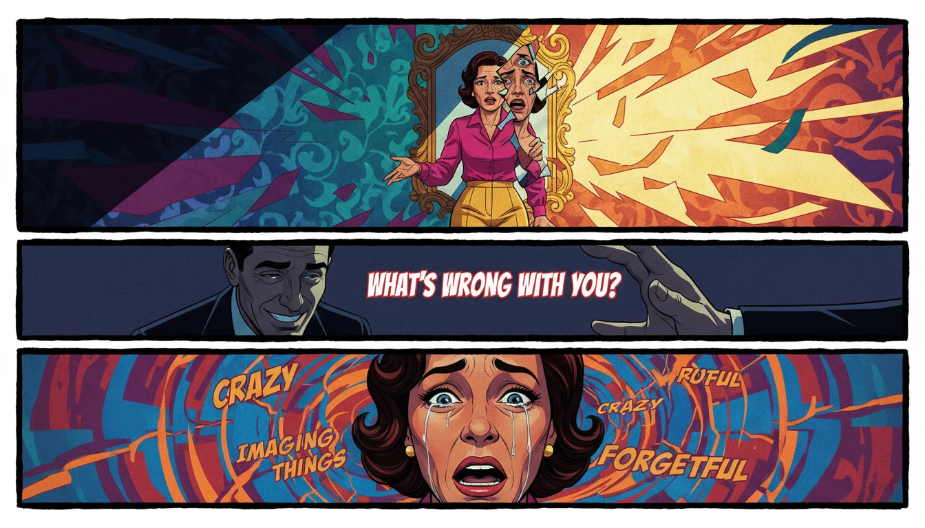 A symbolic image illustrating the confusion from gaslighting, where a person's reality seems to warp, showing one of the core examples of what gaslighting in a relationship feels like. Filename: what-are-examples-of-gaslighting-in-a-relationship-bestie-ai.webp