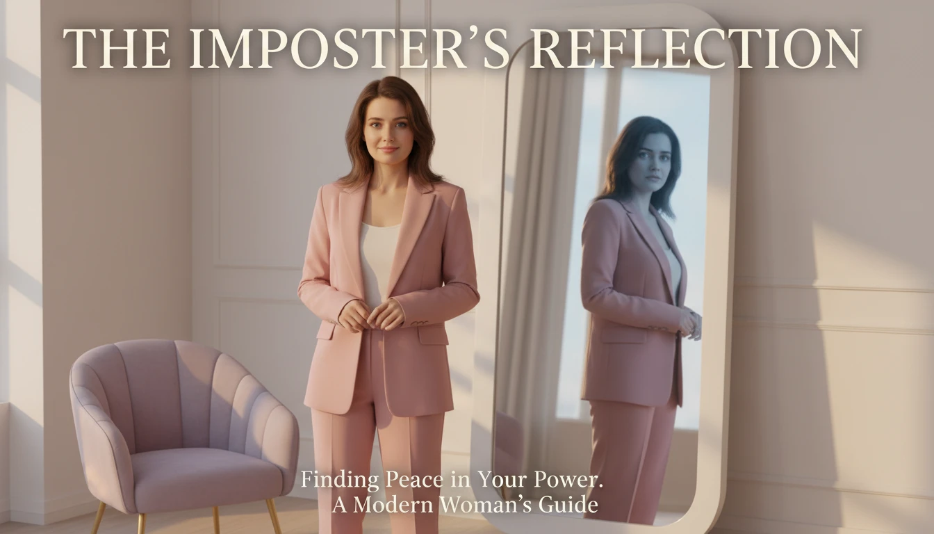 A person looking in a mirror, visually representing the internal conflict of 'what is imposter syndrome and how to deal with it' by showing a confident exterior and an anxious reflection. Filename: what-is-imposter-syndrome-and-how-to-deal-with-it-bestie-ai.webp