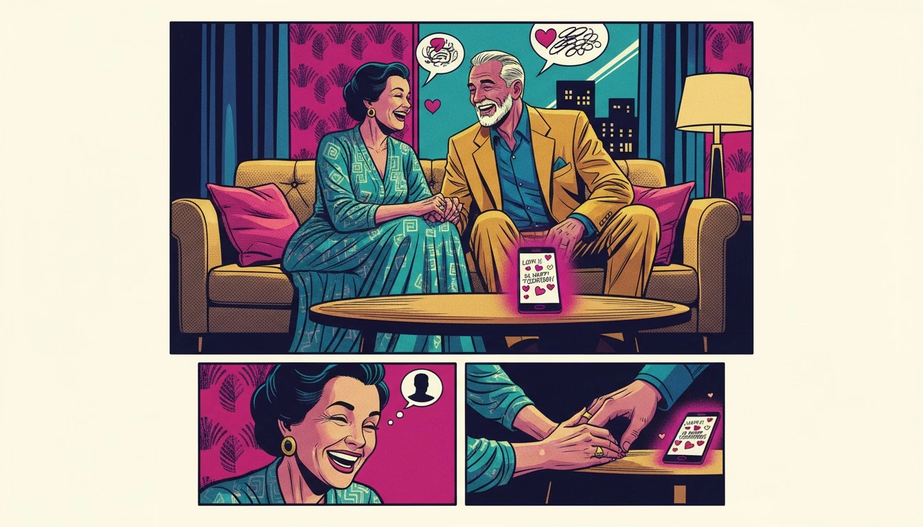 An illustration showing the meaning of national boyfriend day, where a couple enjoys a private, authentic moment, choosing connection over social media pressure. national-boyfriend-day-bestie-ai.webp