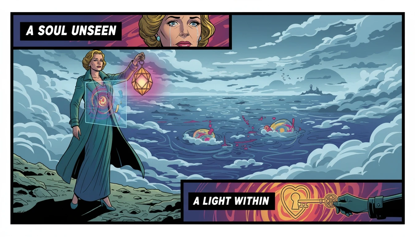 A symbolic image representing what it's like being an INFJ, showing a person with a glowing inner light struggling to be seen in a foggy world, illustrating the feeling of being misunderstood. Filename: what-its-like-being-an-infj-bestie-ai.webp