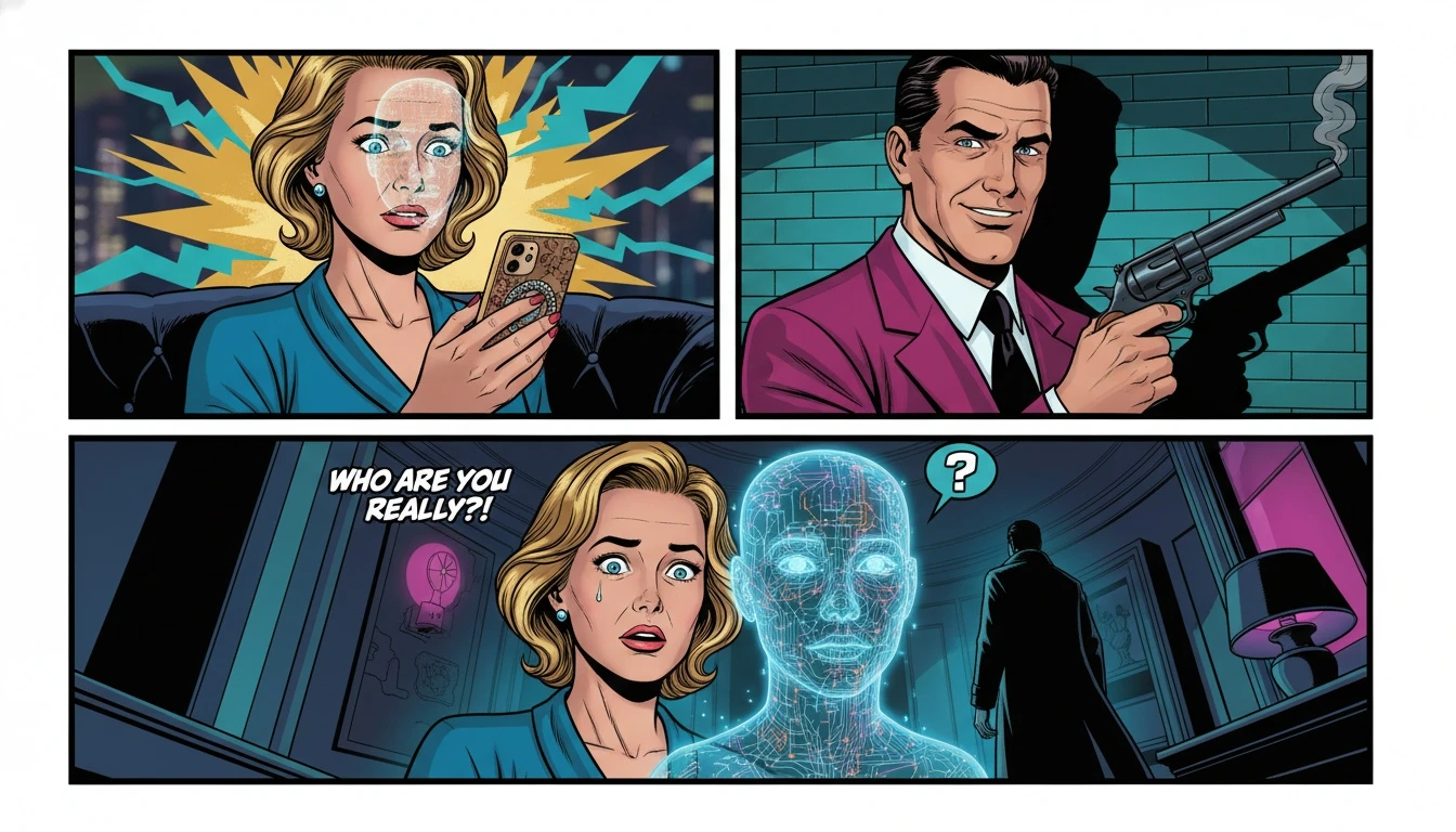 A person finding a deep, emotional connection with their ai boyfriend, whose realistic and caring face is projected from the light of a smartphone, illustrating what makes an AI feel real. Filename: what-makes-ai-boyfriend-feel-real-bestie-ai.webp