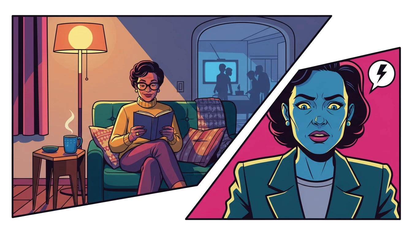 A person finding peace and quiet while reading a book, illustrating a positive answer to what to do if you don't like sports during a big game. Filename: what-to-do-if-you-dont-like-sports-bestie-ai.webp