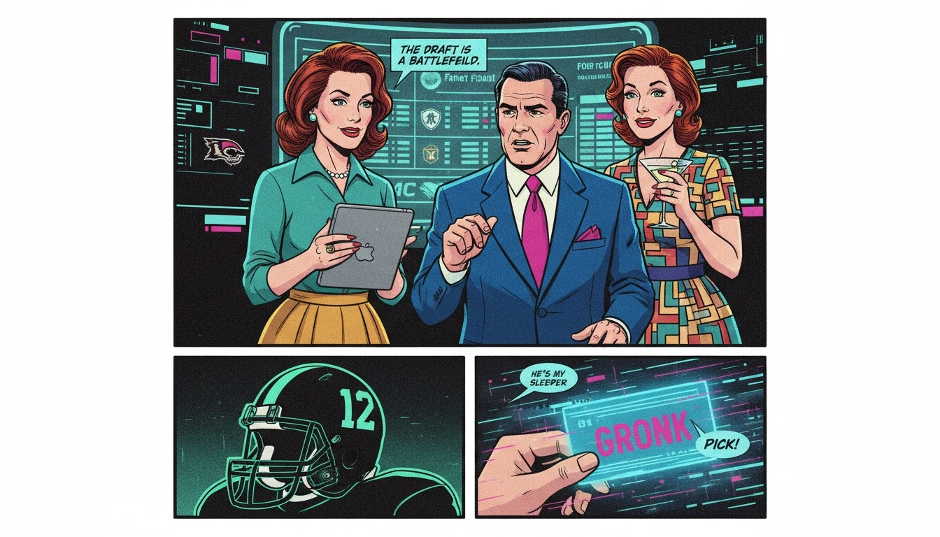 A dramatic image symbolizing the strategic decisions behind the Zay Flowers fantasy football outlook, with a player under stadium lights representing a high-stakes draft pick. filename: zay-flowers-fantasy-football-outlook-bestie-ai.webp