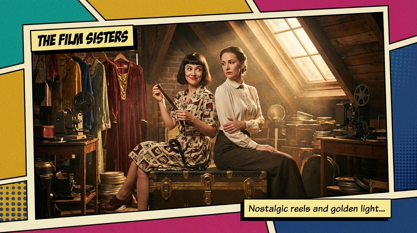 A symbolic image representing the close bond within a creative family, exploring the Zooey Deschanel sister dynamic amidst a backdrop of Hollywood history. zooey-deschanel-sister-famous-family-bestie-ai.webp